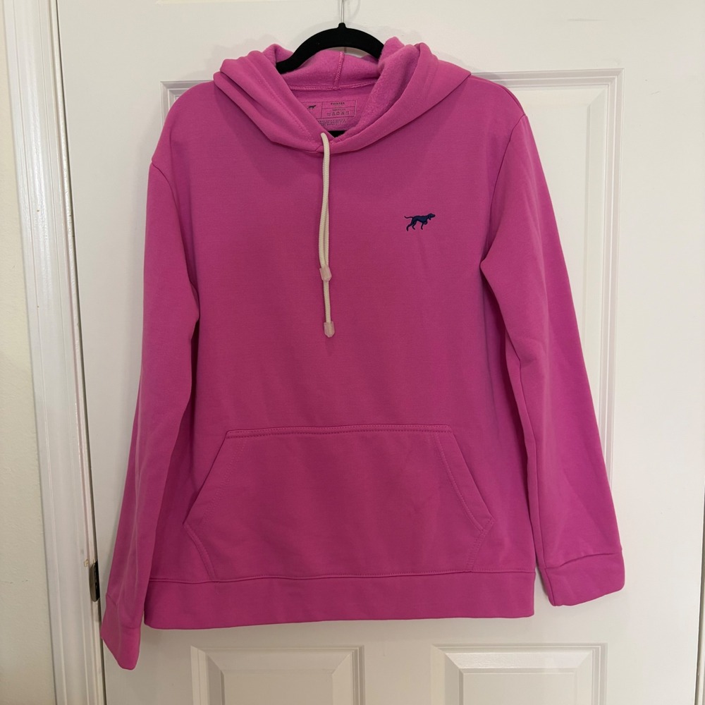 Pointer Brand Pink Fleece Pullover Hoodie Sweatshirt Embroidered Logo Mens Large